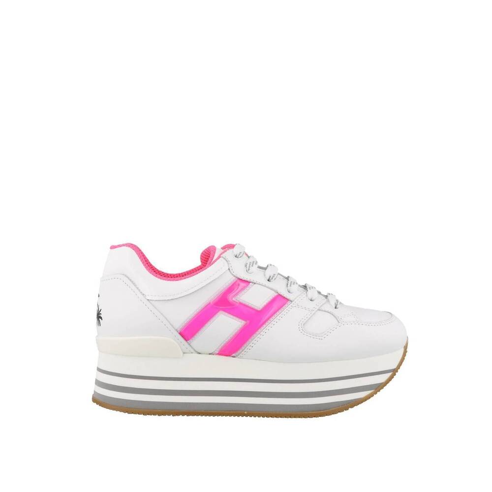 NEW HOGAN women's maxi sneakers in white/pink